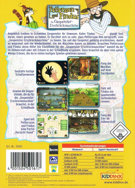 Back Cover for Pettson & Findus: Spökskrämmarmaskinen (Macintosh and Windows)