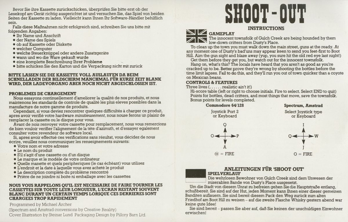 Other for Shoot-Out (ZX Spectrum) (Jewel Case (48K/128K)): foldable instructions 1