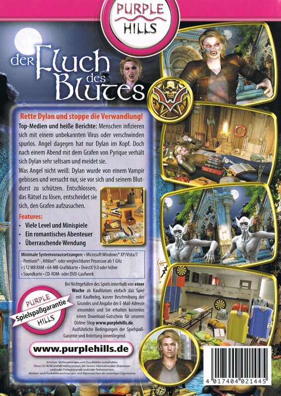 Back Cover for Der Fluch des Blutes (Windows) (Purple Hills release)