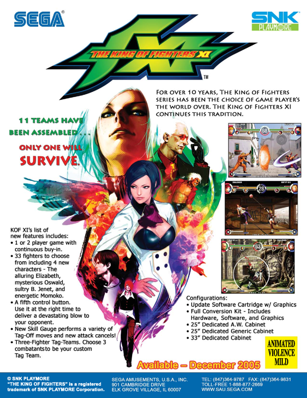 Front Cover for The King of Fighters XI (Arcade) (From segaarcade.com)