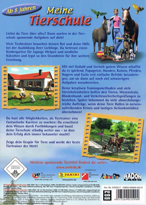 Back Cover for Meine Tierschule (Windows)