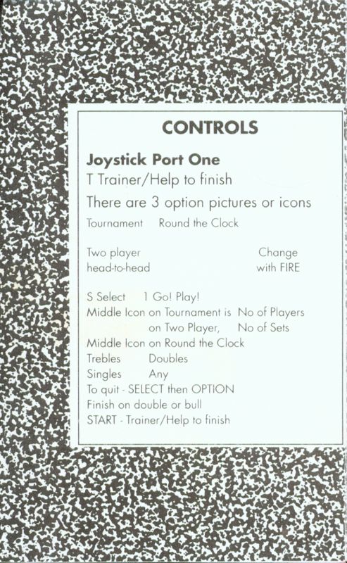 Inside Cover for Jocky Wilson's Darts Challenge (Atari 8-bit)