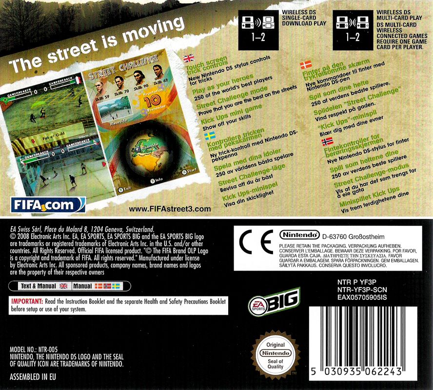 Back Cover for FIFA Street 3 (Nintendo DS)