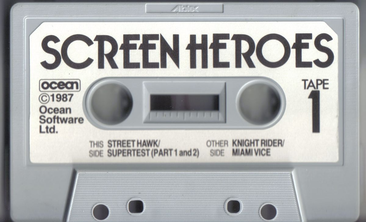 Media for Screen Heroes (ZX Spectrum): Tape 1 : Side 1 - Street Hawk & Super Test, Side 2 - Knight Rider & Miami Vice