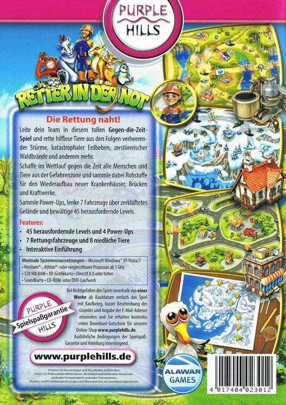 Back Cover for Rescue Frenzy (Windows) (Purple Hills release)