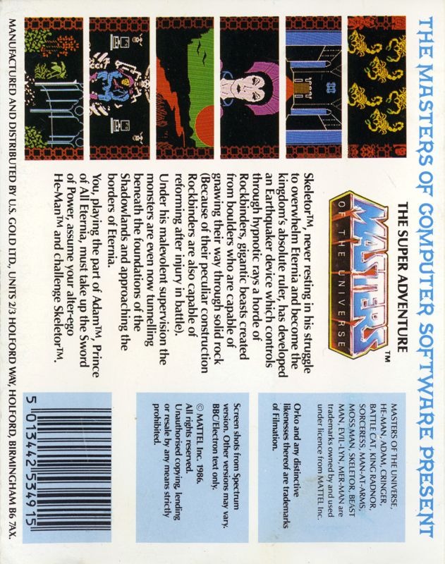 Back Cover for Masters of the Universe: Super Adventure (ZX Spectrum)