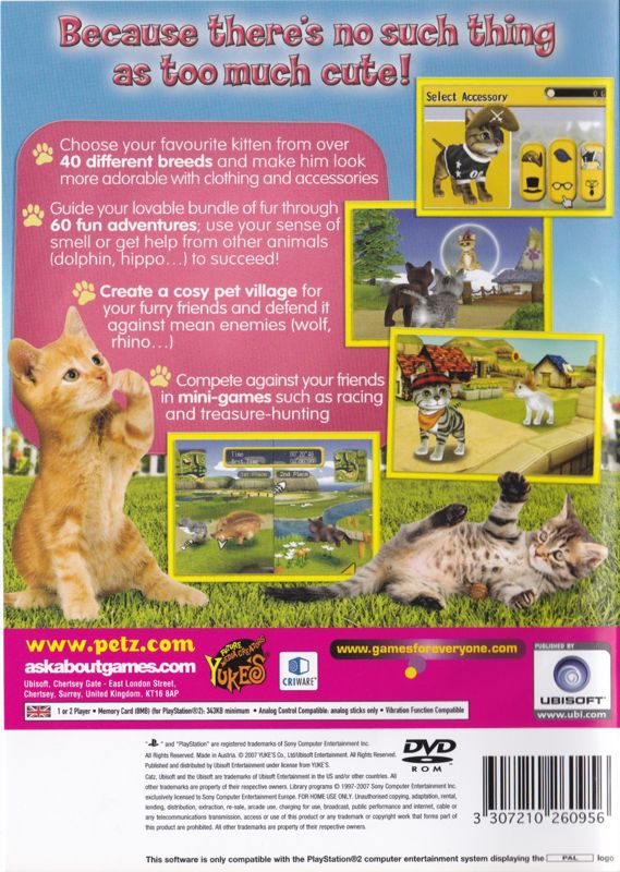 Back Cover for Petz: Catz 2 (PlayStation 2)