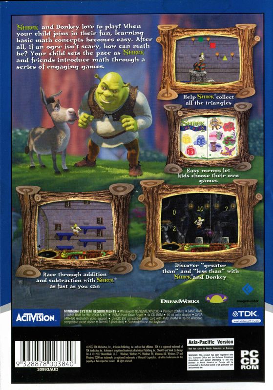 Back Cover for Shrek: Swamp Fun with Early Math (Windows) (Essential Collection release)