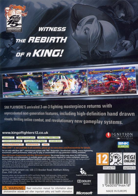 Back Cover for The King of Fighters XII (Xbox 360)