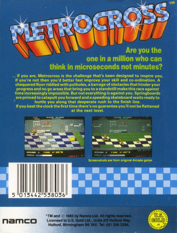 Back Cover for Metro Cross (ZX Spectrum)