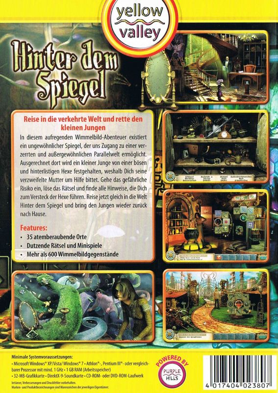 Back Cover for Behind the Reflection (Windows) (Yellow Valley release)