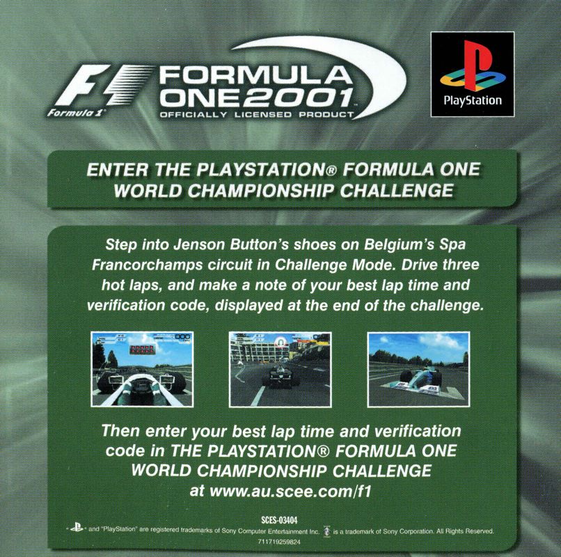 Inside Cover for Formula One 2001 (PlayStation)