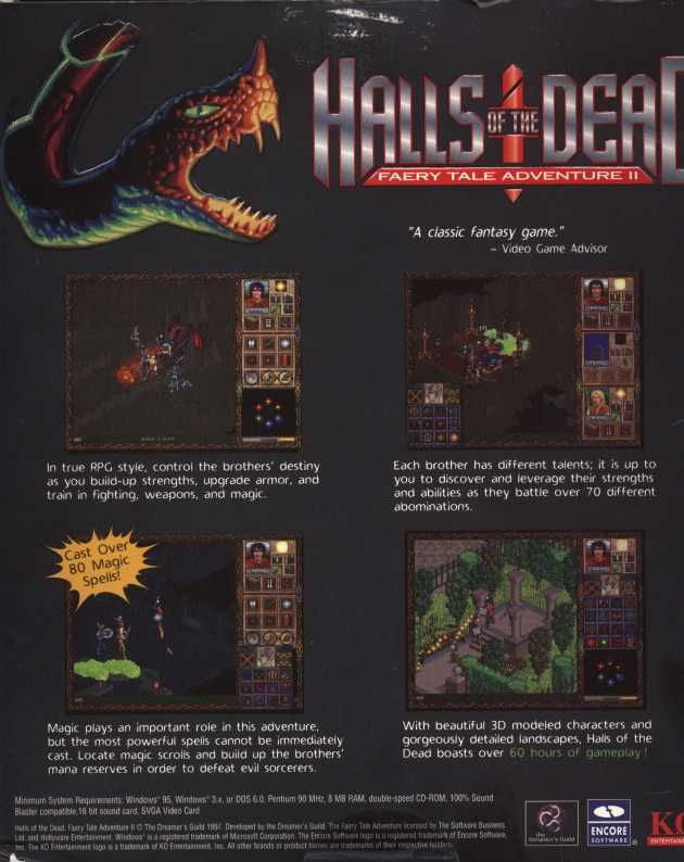 Back Cover for Halls of the Dead: Faery Tale Adventure II (DOS and Windows)