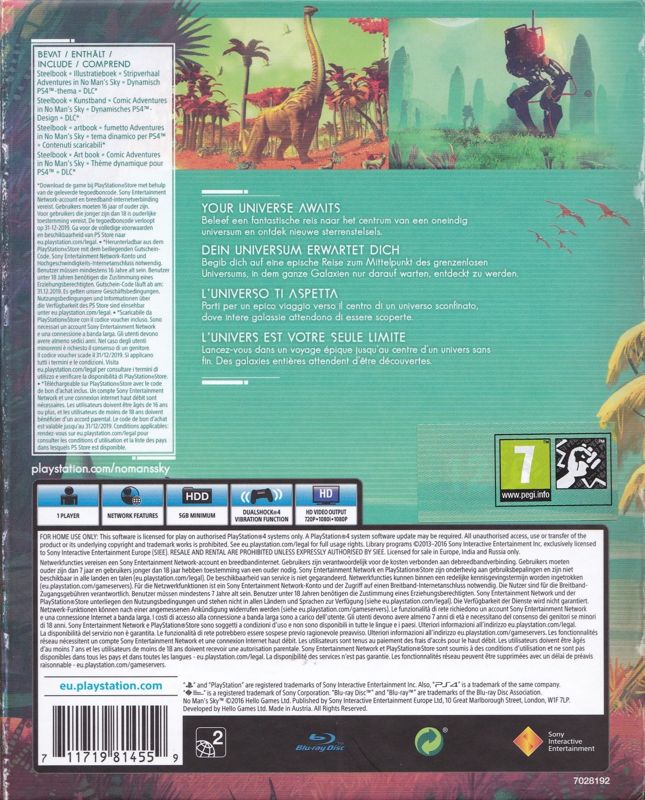 Back Cover for No Man's Sky (Limited Edition) (PlayStation 4)
