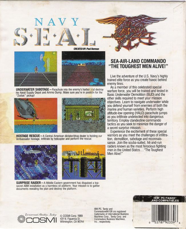 Back Cover for Navy Seal (DOS)