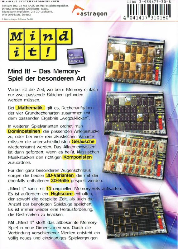 Back Cover for Mind It! (Windows)