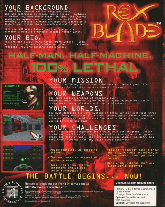 Back Cover for Rex Blade: The Battle Begins (DOS)