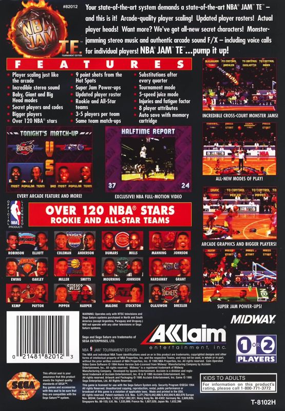 Back Cover for NBA Jam Tournament Edition (SEGA Saturn)
