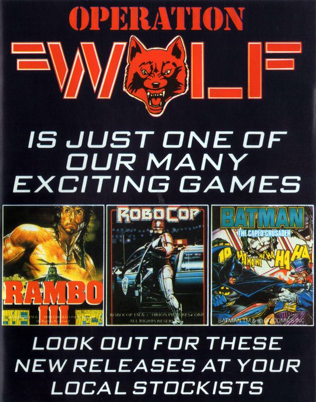 Inside Cover for Operation Wolf (ZX Spectrum): side A, I (next front cover)