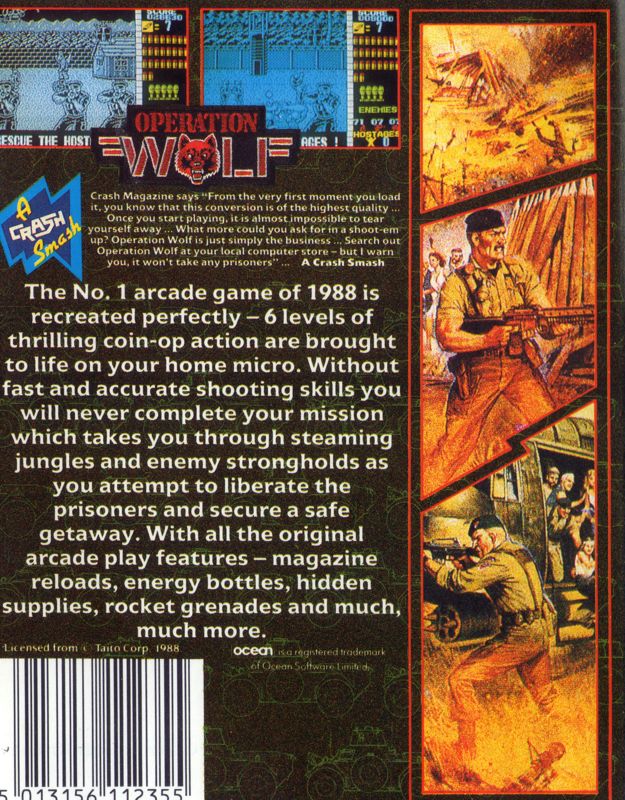 Back Cover for Operation Wolf (ZX Spectrum)
