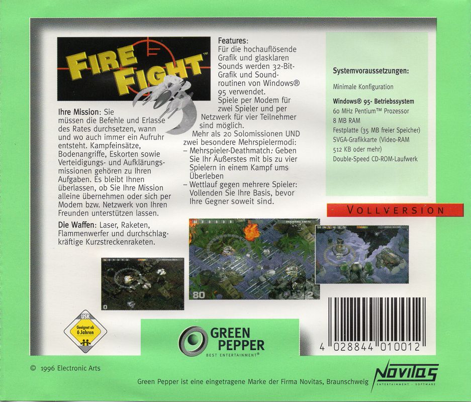 Back Cover for Fire Fight (Windows) (Green Pepper release (#26))