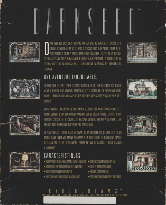 Back Cover for Dark Seed (DOS) (Second text-localized release)