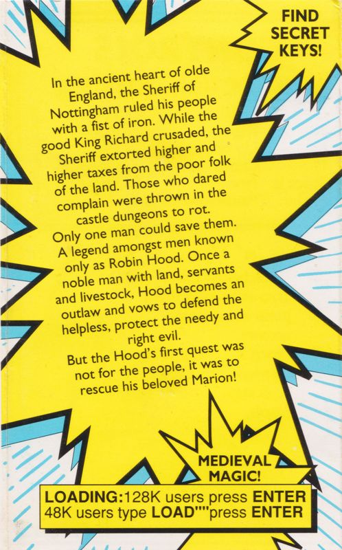 Inside Cover for Robin Hood: Legend Quest (ZX Spectrum)