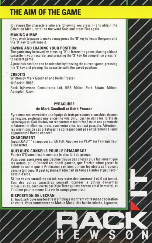 Inside Cover for Pyracurse (ZX Spectrum) (Rack-It release): side A, III