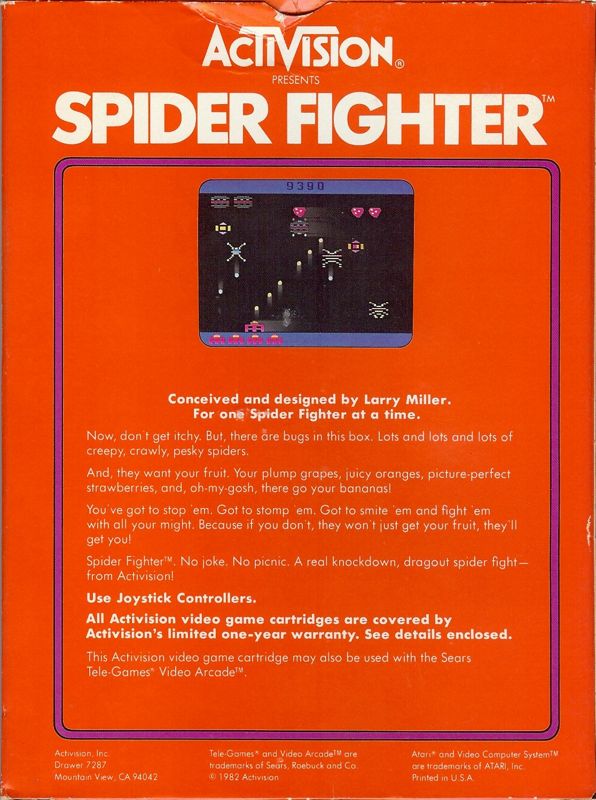 Back Cover for Spider Fighter (Atari 2600)