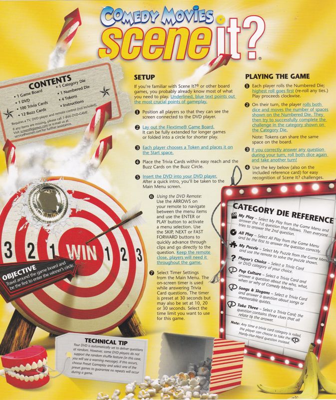 Manual for Scene It?: Comedy Movies (DVD Player): Instruction Sheet: Side 1