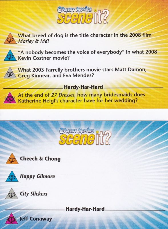 Other for Scene It?: Comedy Movies (DVD Player): Trivia Card: Front and Back