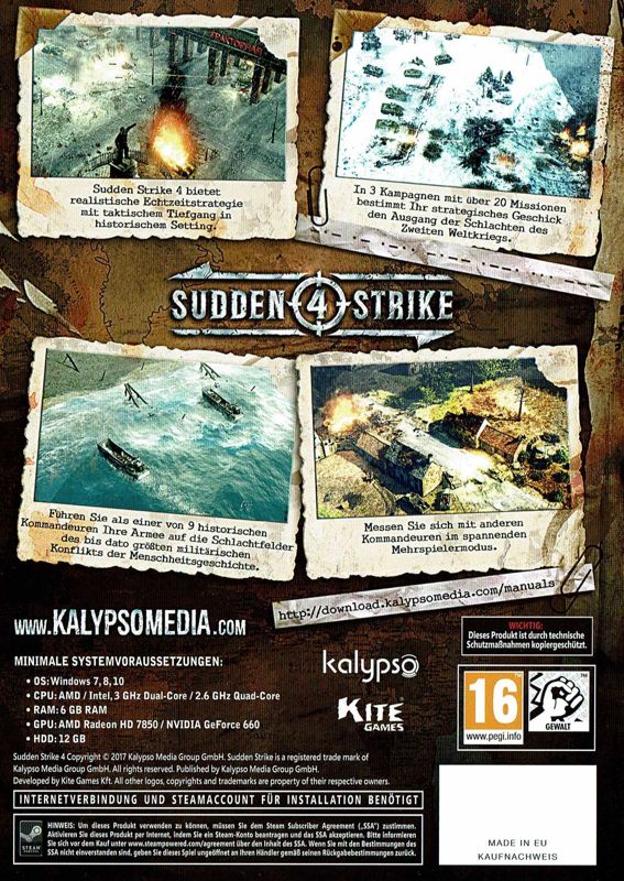 Other for Sudden Strike 4 (Limited Day One Edition) (Windows): Reversible Covers 1 - Back