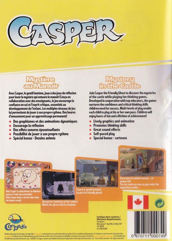 Back Cover for Casper: Mystery in the Castle (Windows)