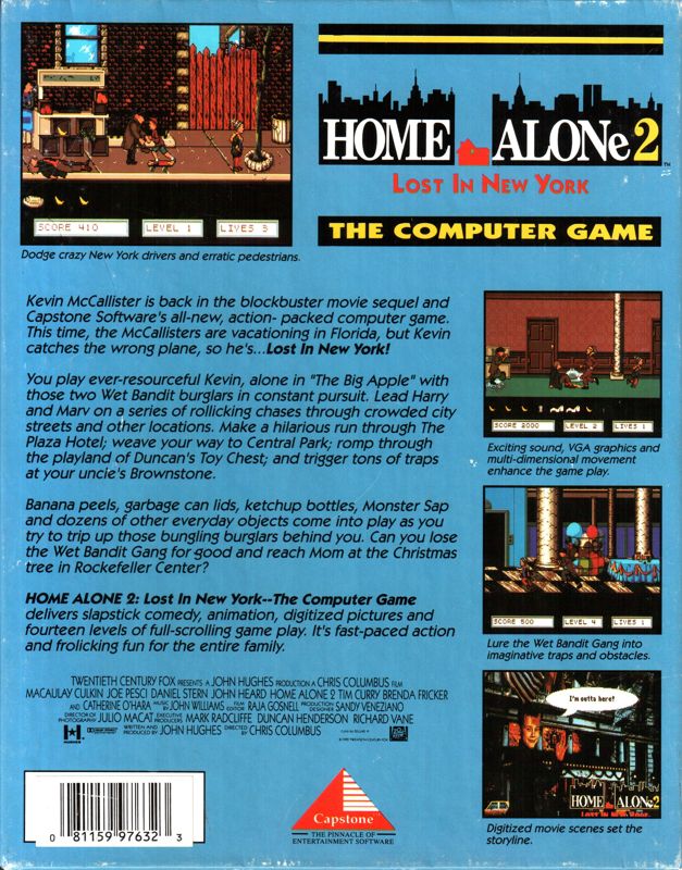 Back Cover for Home Alone 2: Lost in New York (DOS)