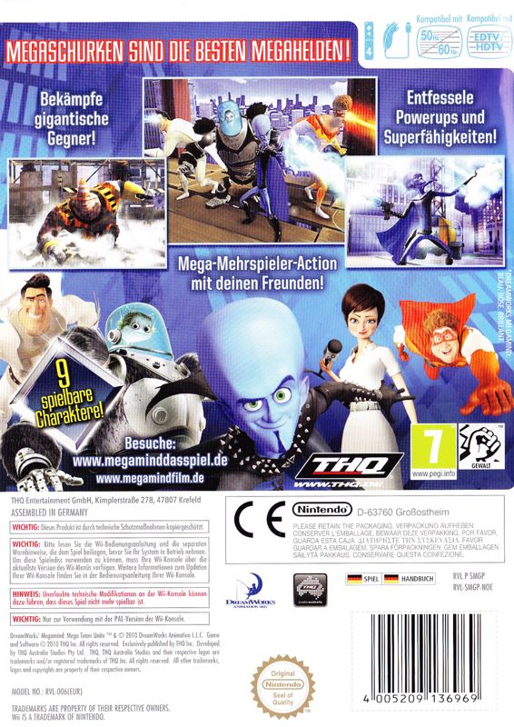 Back Cover for Megamind: Mega Team Unite (Wii)