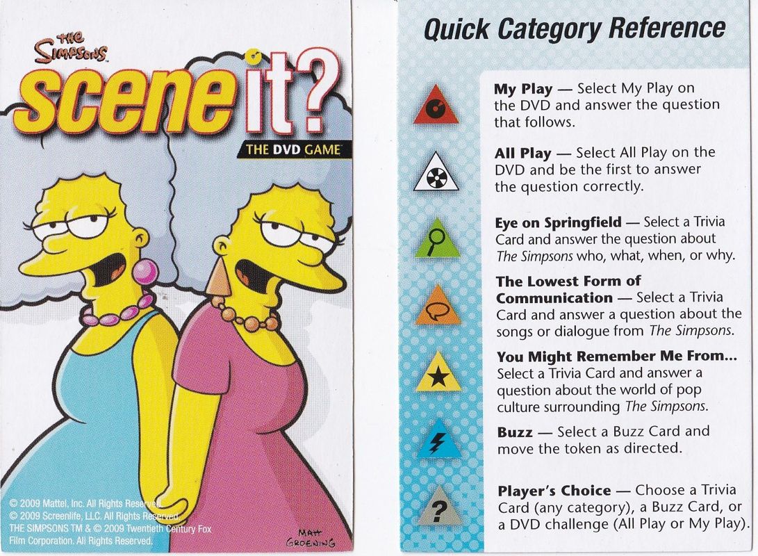 Other for Scene It?: The Simpsons (DVD Player): Quick Reference Cards