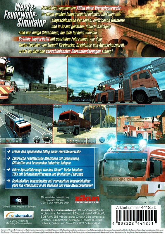 Back Cover for Plant Fire Department: The Simulation (Windows)