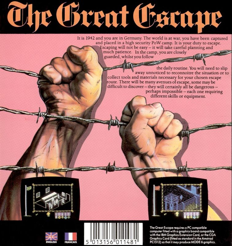 Back Cover for The Great Escape (DOS)