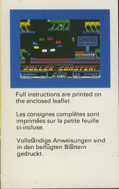 Inside Cover for Roller Coaster (ZX Spectrum)