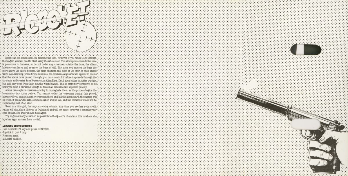 Inside Cover for Aliens: The Computer Game (Commodore 64) (Budget re-release): side B (reverse front cover + back cover)
