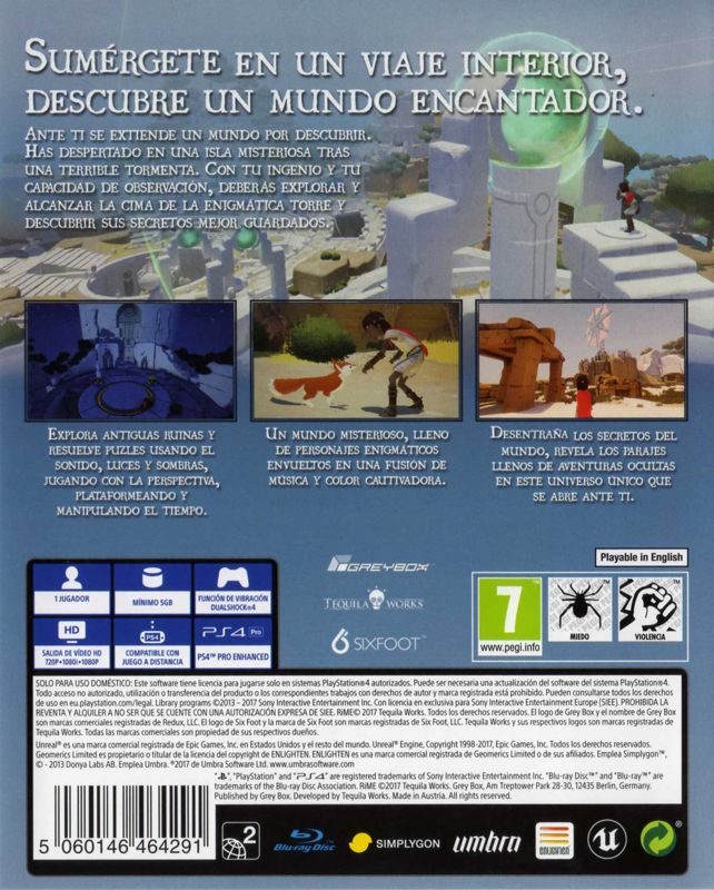 Other for RiME (Collector's Edition) (PlayStation 4): Keep Case - Back
