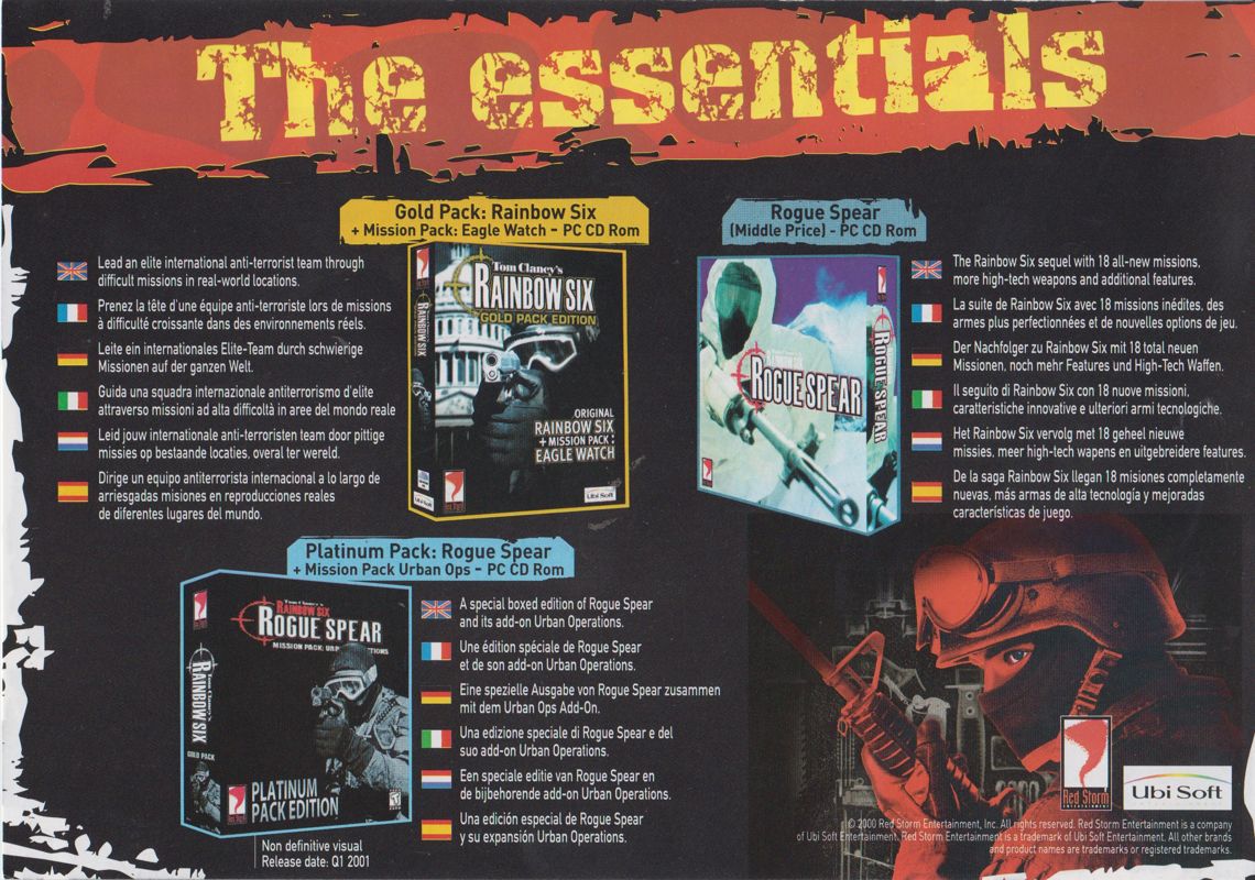 Advertisement for Tom Clancy's Rainbow Six (Windows) (eXclusive Collection release (Ubisoft 2000)): "The Essentials" Flyer
