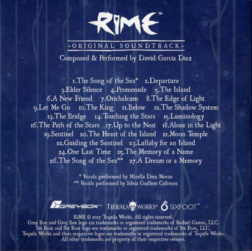 Soundtrack for RiME (Collector's Edition) (PlayStation 4): Back