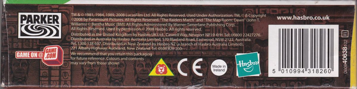 Spine/Sides for Indiana Jones: DVD Adventure Game (DVD Player): Bottom