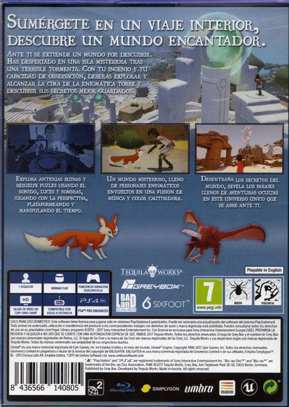 Back Cover for RiME (Collector's Edition) (PlayStation 4)