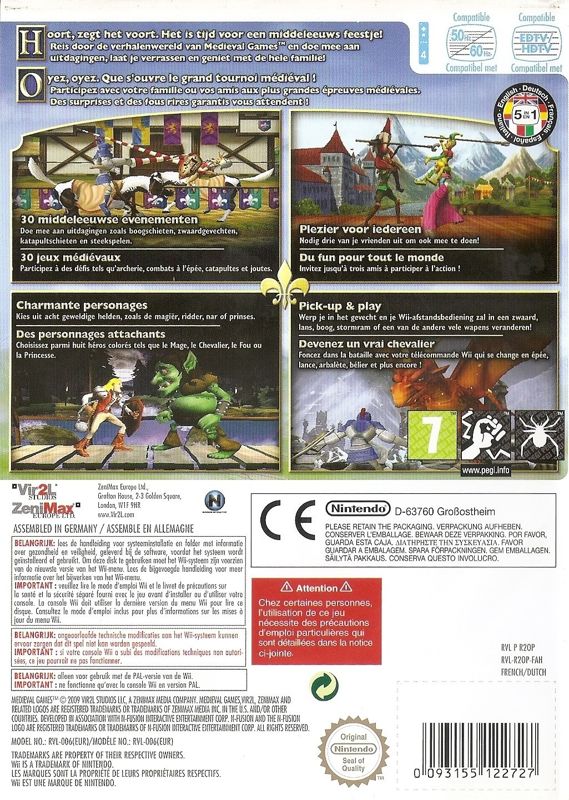 Back Cover for Medieval Games (Wii)