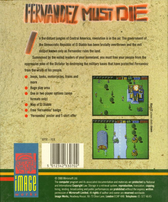 Back Cover for Fernandez Must Die (Commodore 64)
