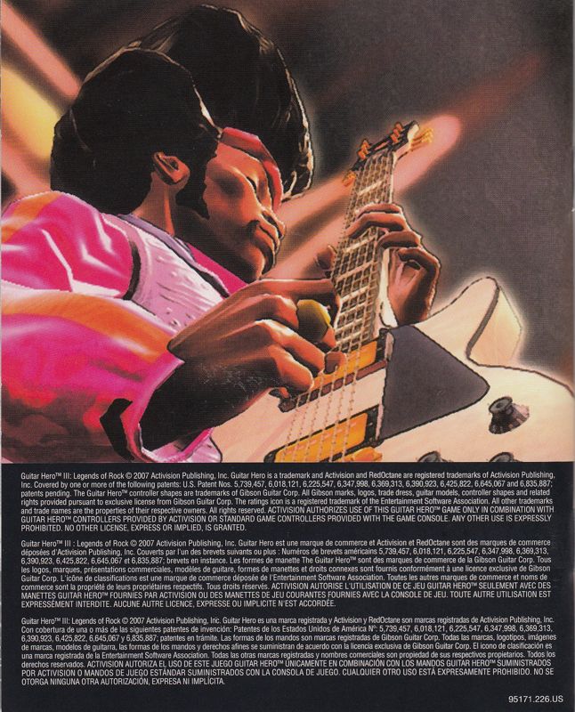 Manual for Guitar Hero III: Legends of Rock (PlayStation 3): Back