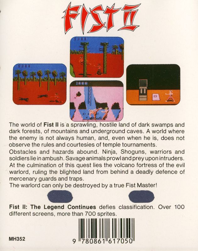 Back Cover for Fist: The Legend Continues (Commodore 64)