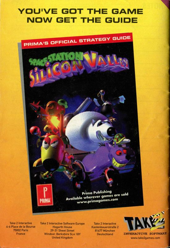 Manual for Space Station Silicon Valley (Nintendo 64): Back